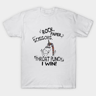 Rock Paper Scissors Throut Punch I Win Unicorn T-Shirt